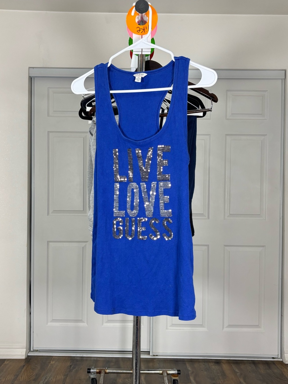 Guess Royal Blue Sequin 'Live Love Guess' Tank Top
